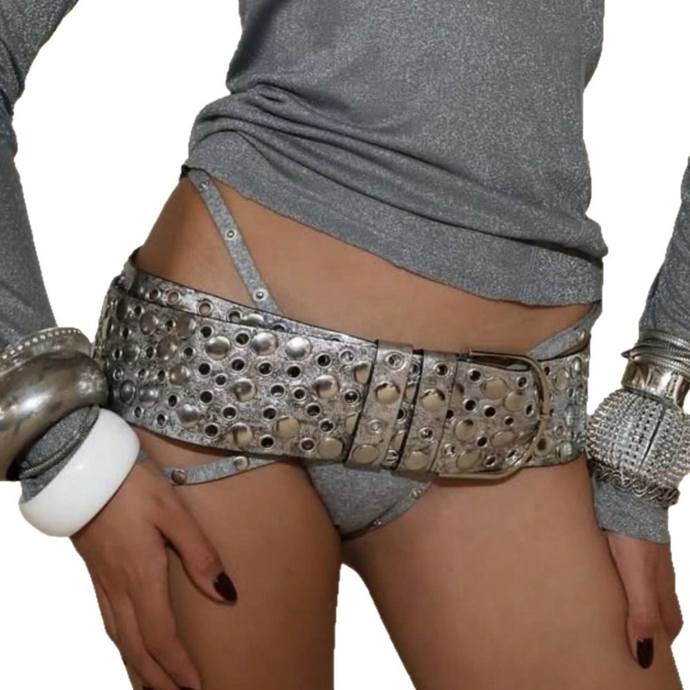 Streetwear Brand Belts - Cinturón Punk con Ojales y Remaches,