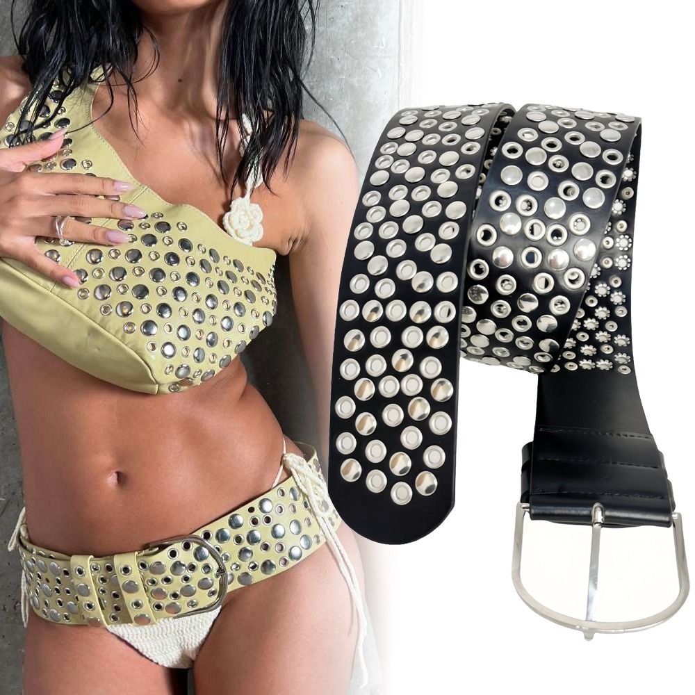 Streetwear Brand Belts - Cinturón Punk con Ojales y Remaches,