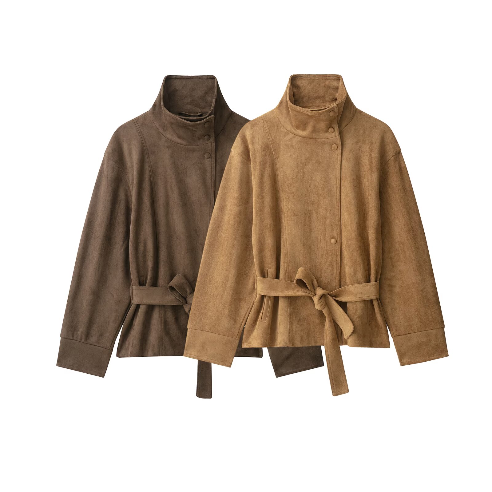 Streetwear Brand Belts - Gabardina corta de ante marrón para